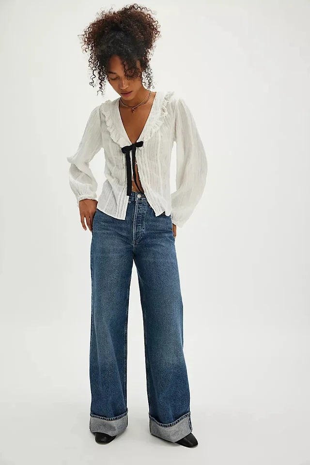 Retro High-waist Straight Jeans Detail