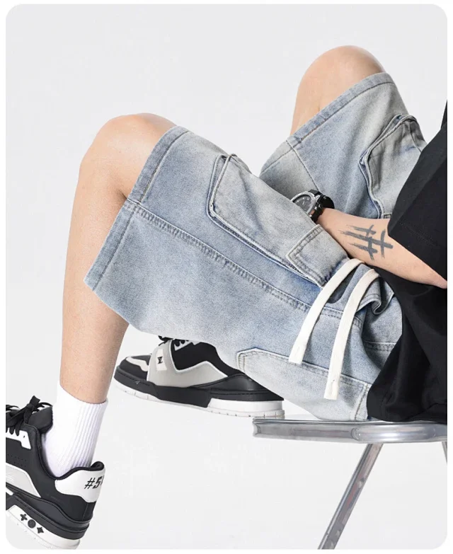 Men's Denim Shorts, Retro Workwear Style, Summer 2025 Detail