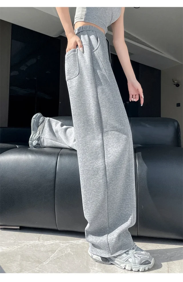 Korean-style Loose Straight Leg Pants 2025 Fall Detail