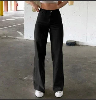 High-waist Slim Solid Jeans for Women Detail