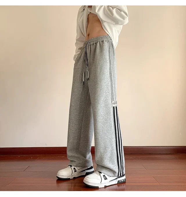 Japanese Oversize Men's Spring Retro Stripe Pants Detail