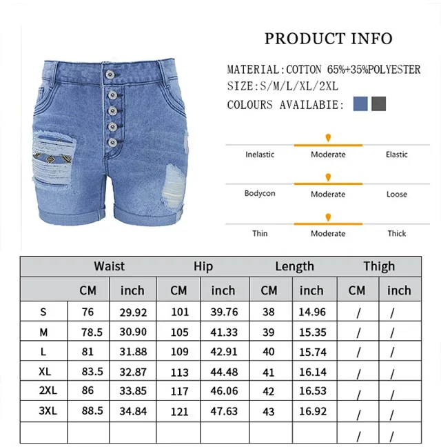 European Sourced Slim Denim Shorts Detail