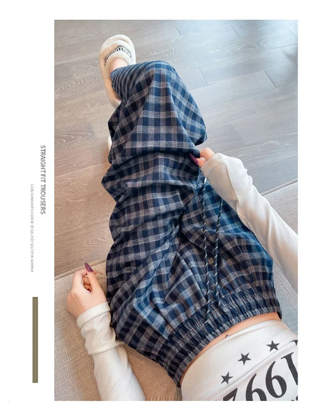 Early Autumn Vintage Plaid Wide-leg Pants Detail