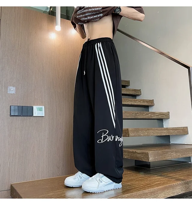 Men's Summer Ice Silk Baggy Straight Leg Trousers Detail