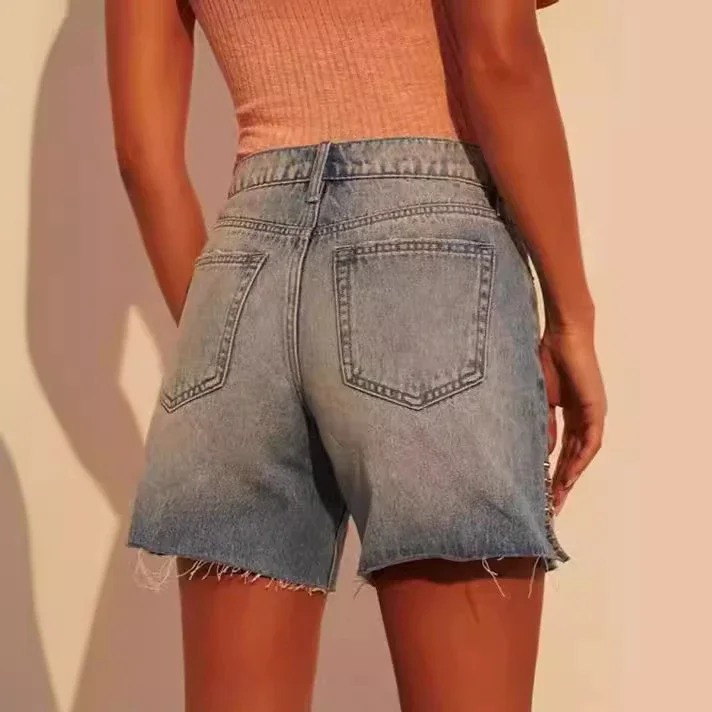 H&M Women's Denim Shorts with Raw Hem