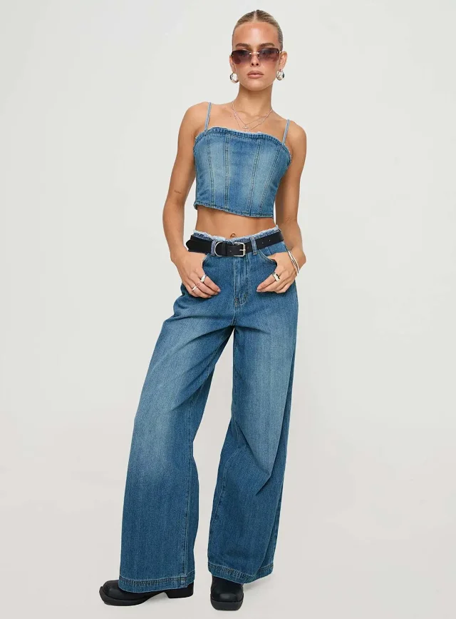 Euro - Amer Retro Wide - Leg Jeans Detail