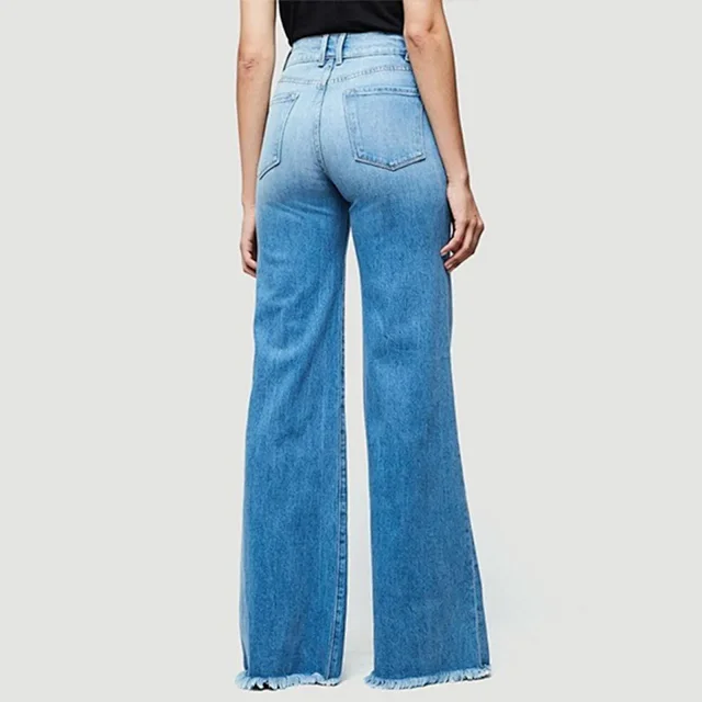 High-waist Butt-lifting Tie Flared Wide-leg Jeans (Women) Detail