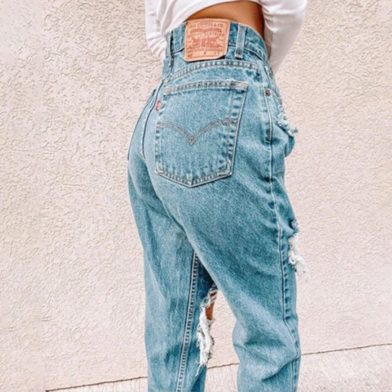 Retro Ripped Jeans for Women (Stock Available)