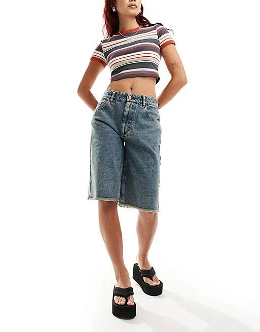 Loose Retro Denim Shorts for Ladies Detail