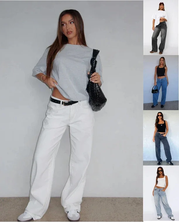 Chic Mid - Rise Straight Jeans for Ladies Detail