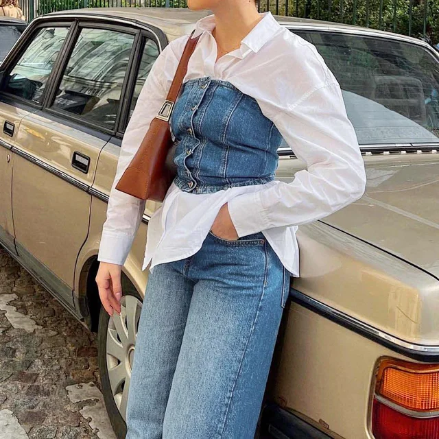 Sexy Slim Denim Vest for Women Detail