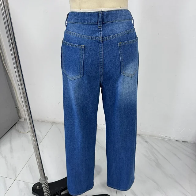 Women's Vintage High-waist Wide-leg Jeans Detail