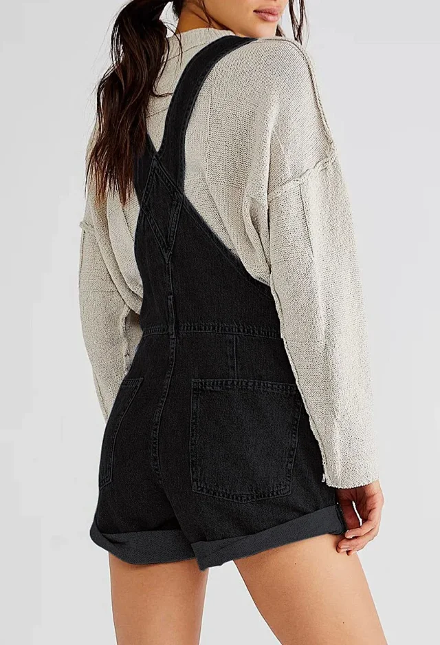 Loose Multi - Pocket Bib Jeans for Women (European & American) Detail