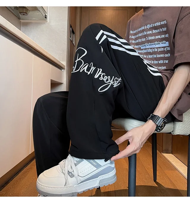 Men's Summer Ice Silk Baggy Straight Leg Trousers Detail