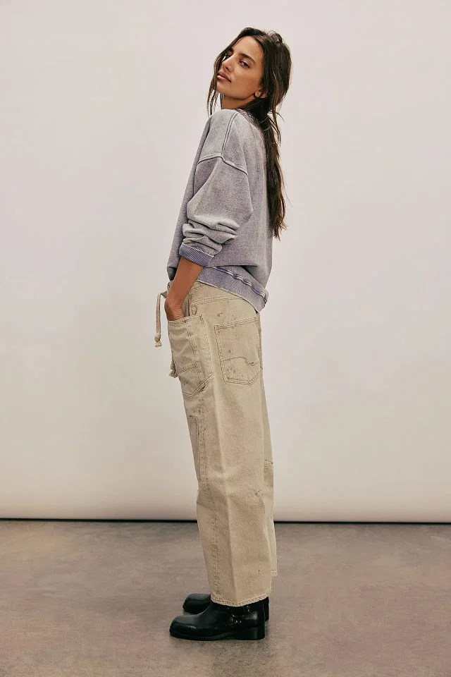 8 - Color Retro Denim with Patchwork & Drawstring Detail