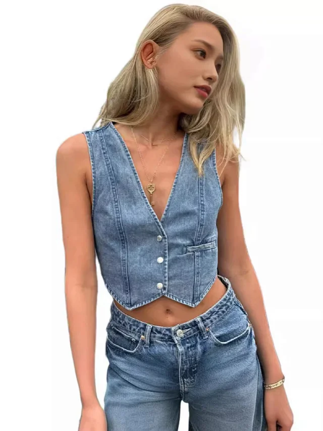 TUME Denim Vest for Women Detail