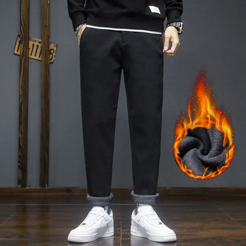Men's Winter Warm Slim Straight Pants