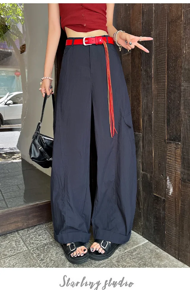 American Style High-Waist Cargo Pants for Women Detail