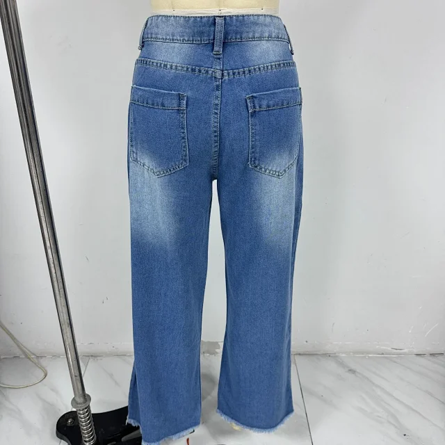 Vintage High-waisted Wide-leg Denim Pants Detail