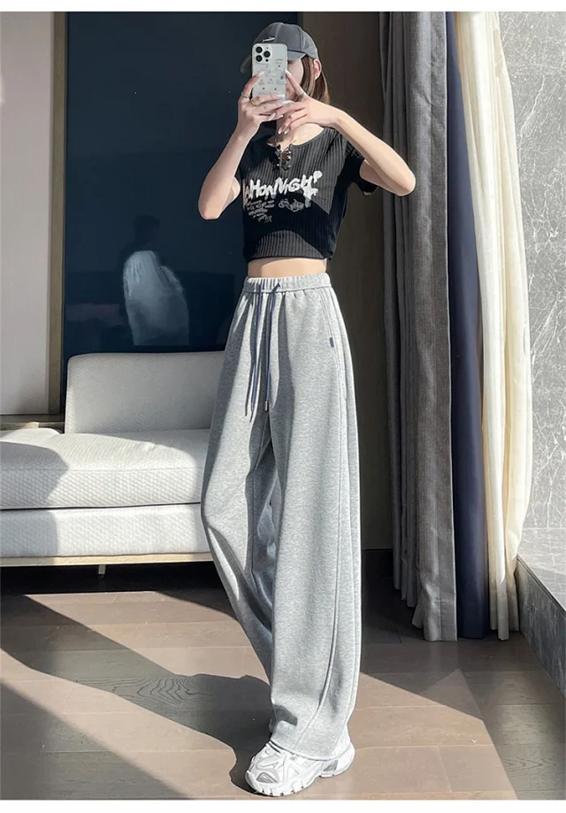 Women's 2025 Fall High-Waist Wide-Leg Pants Detail