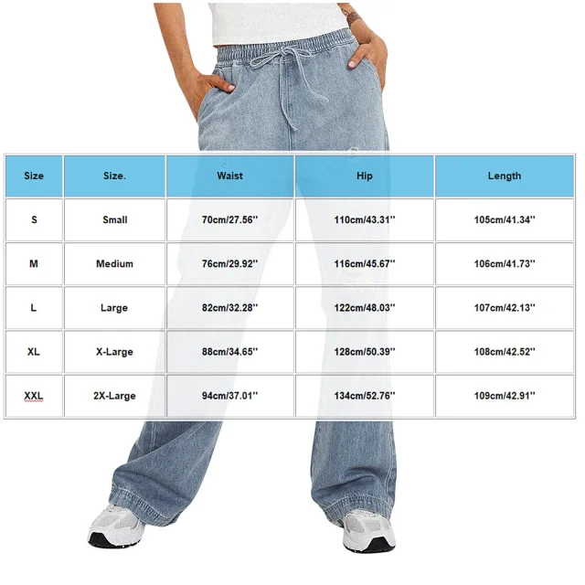 TEMU Women's Slim Fit Elastic Waist Jeans with Rips Detail
