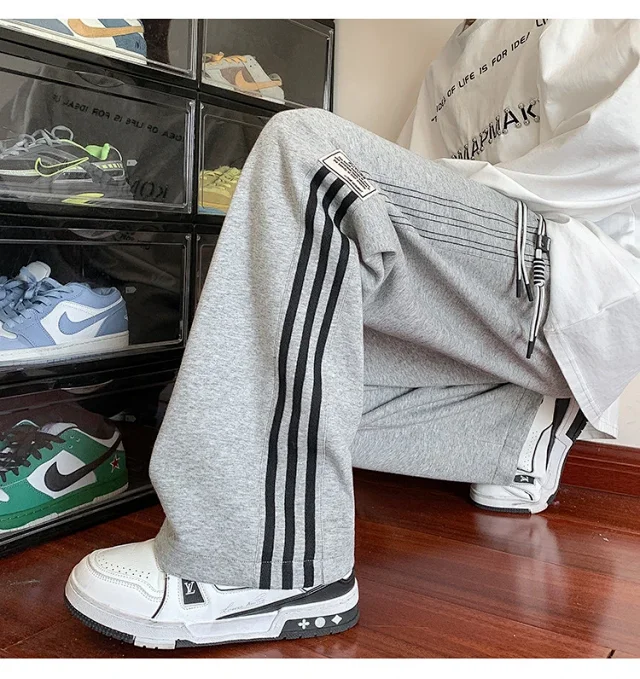 Japanese Oversize Men's Spring Retro Stripe Pants Detail