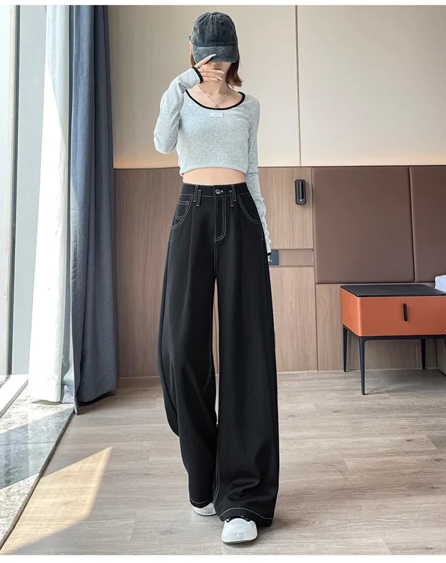 Women's Soft Denim Wide-Leg Pants Detail