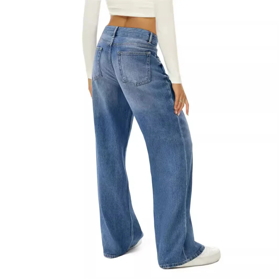 Temu Meike Duo Cat Whisker Loose Wide-Leg Jeans