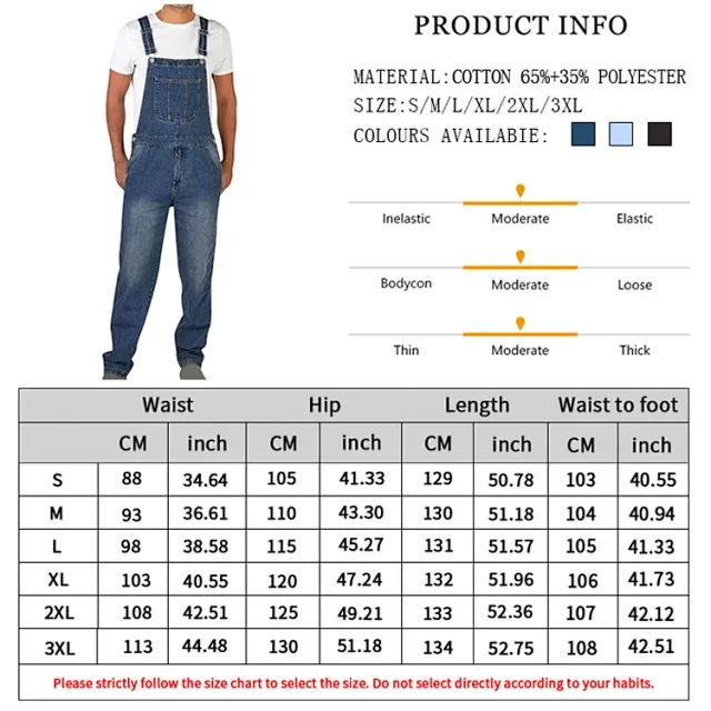 Vintage Men's Spring/Summer Denim Overalls Detail