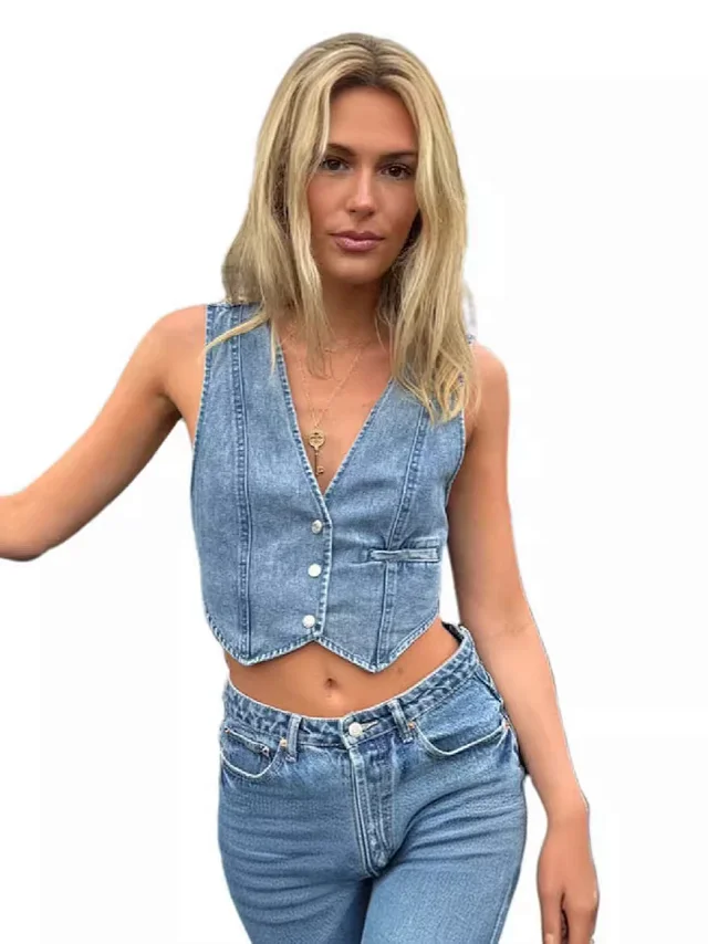 TUME Denim Vest for Women Detail