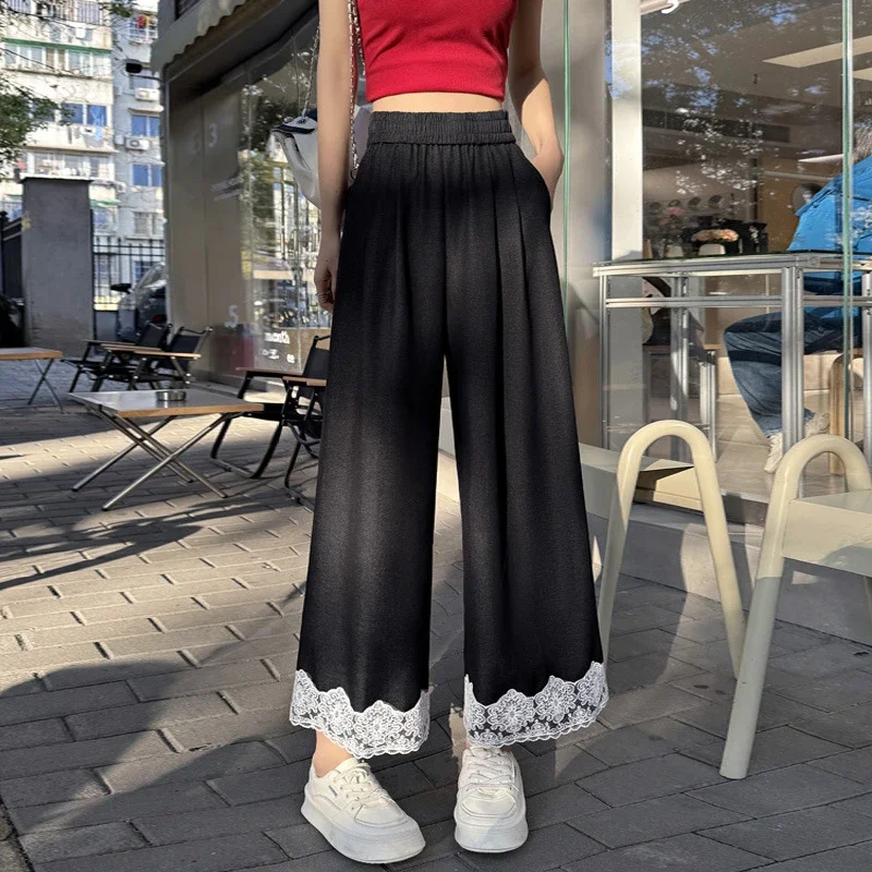 Women's 2025 Spring Lace Wide-leg Pants