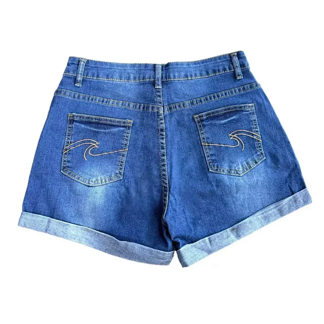 Retro High-Waisted Denim Shorts Detail