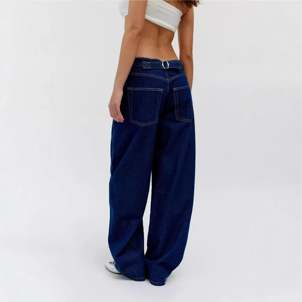Factory Direct Vintage Dark Blue Wide Leg Jeans