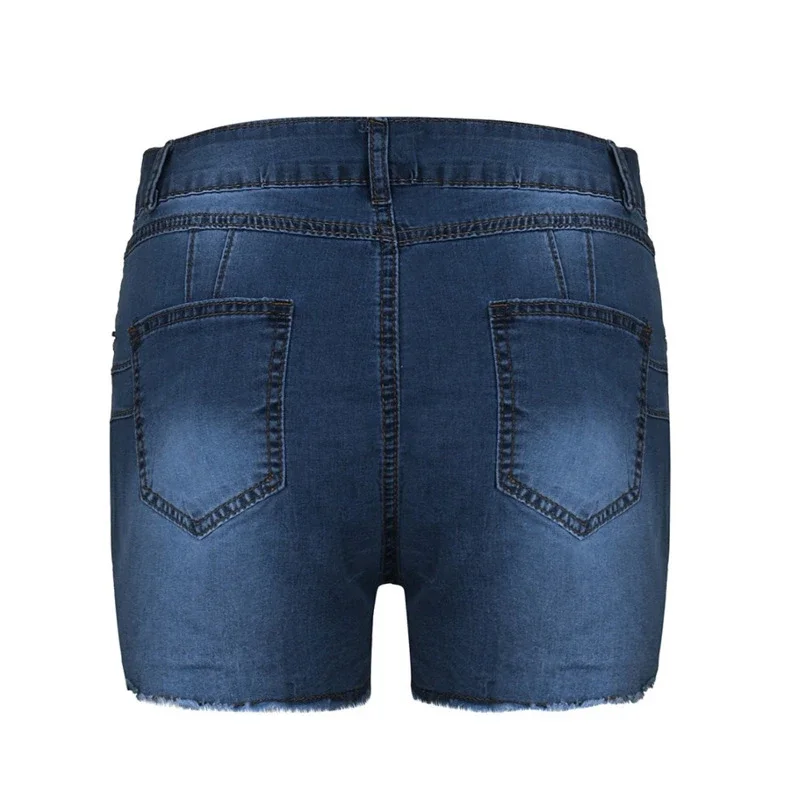 Aliexpress Indie Site: Elastic Ripped Fringe Denim Shorts (Women)
