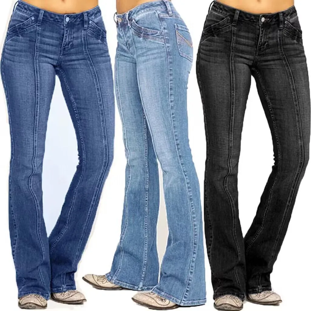 Western Women's Denim Low-rise Flared Pants