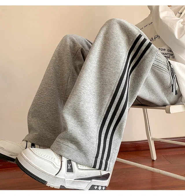 Japanese Oversize Men's Spring Retro Stripe Pants Detail