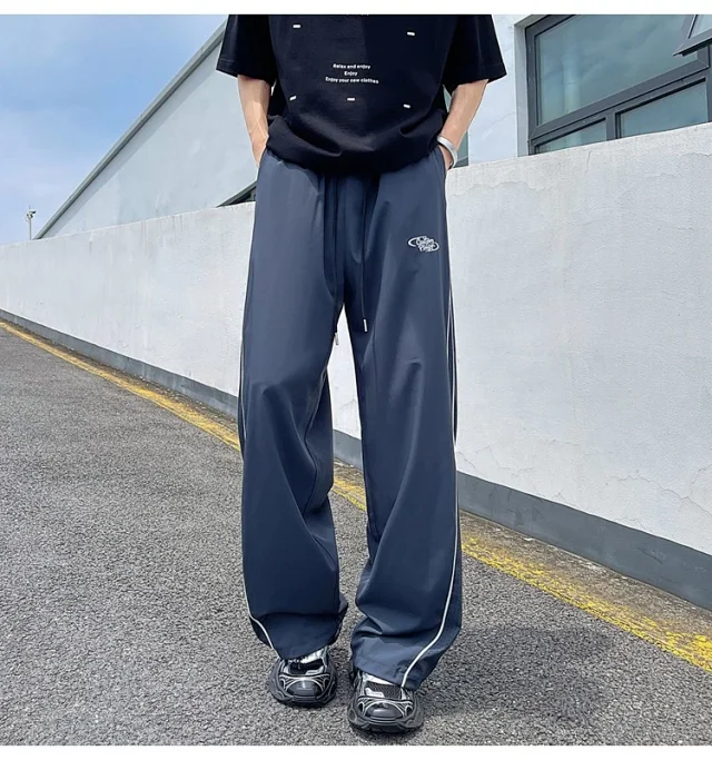 Men's Summer Laser-Punched Loose Ice Silk Trousers Detail