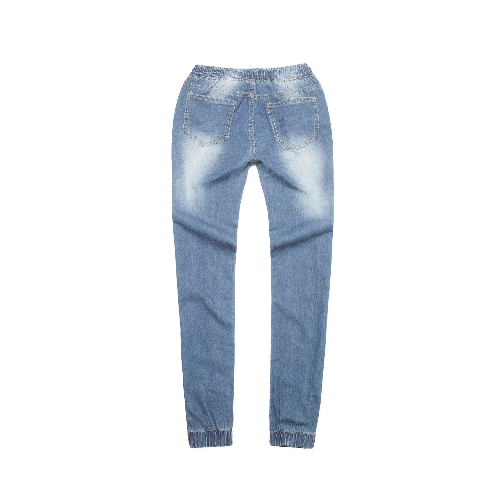 Elastic Waist Drawstring Low-Rise Denim Pants for Women