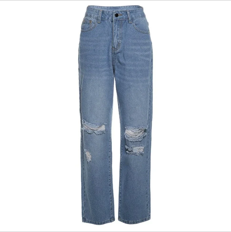 High-waist Butt-lifting Ripped Jeans (Women)
