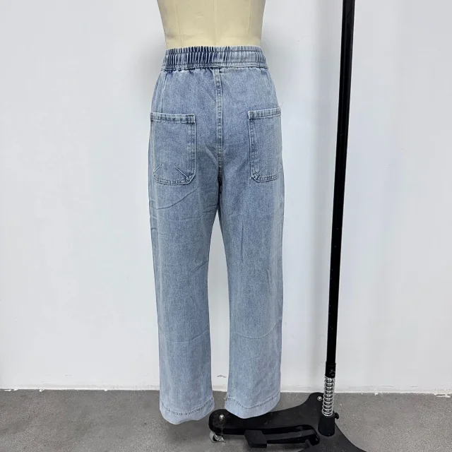 TEMU Women's Slim Fit Elastic Waist Jeans with Rips Detail