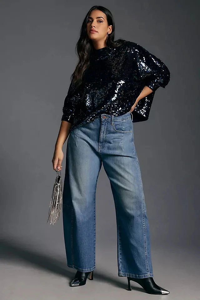 Women's Wide-Leg High-Waist Jeans Detail