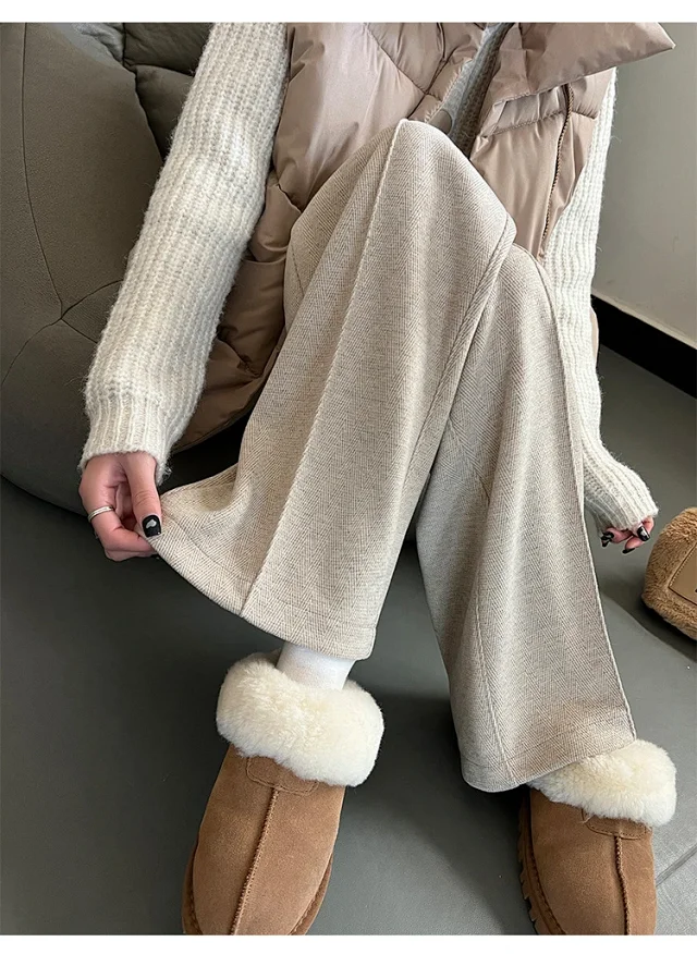 Ladies' Acetate Cashmere Herringbone Straight Pants Detail
