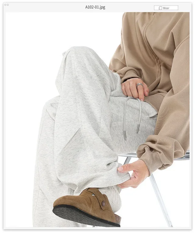 American Heavyweight Grey Pleated Sweatpants Detail