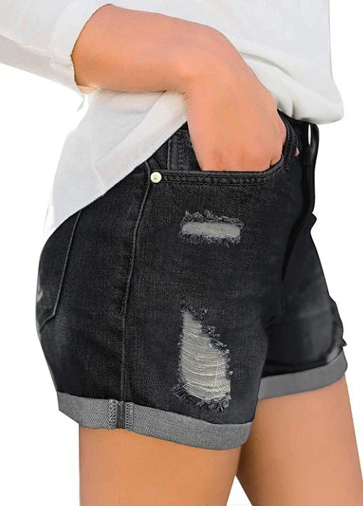 Plus-Size Retro Y2K Denim Shorts Detail