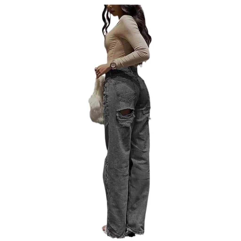 High-Waist Ripped Skinny Jeans for Women
