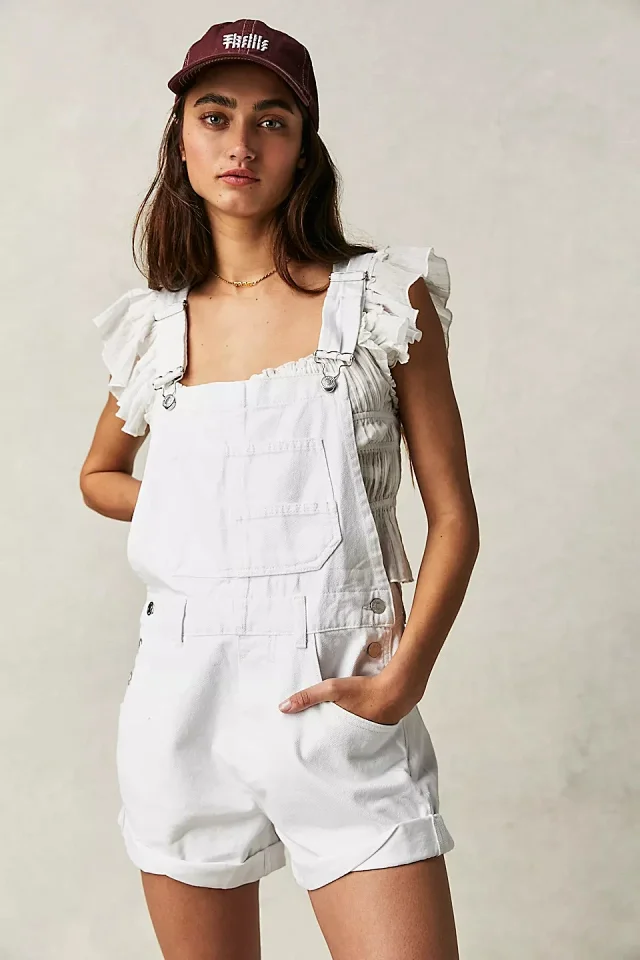 Loose Multi - Pocket Bib Jeans for Women (European & American) Detail