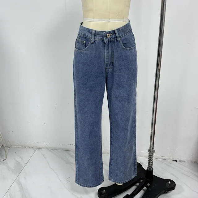 High-Waist Bowknot Straight Jeans for Women Detail