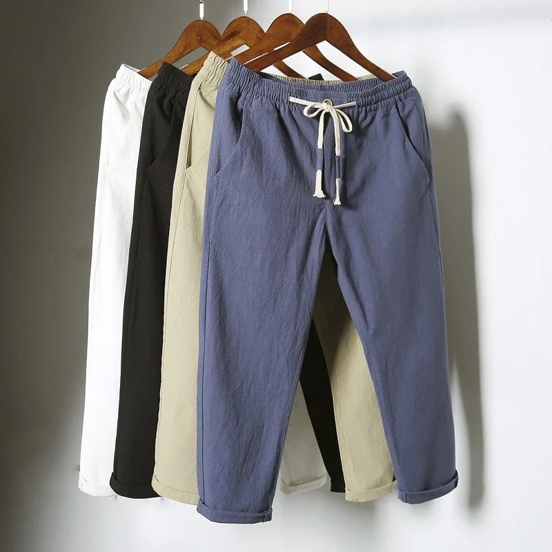 Teen Boys' Linen Loose Cropped Pants