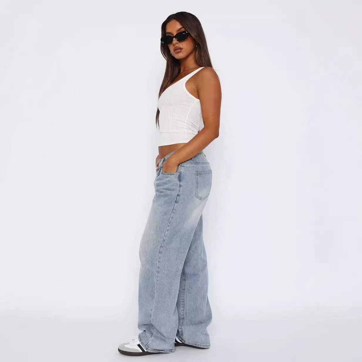 Chic Mid - Rise Straight Jeans for Ladies