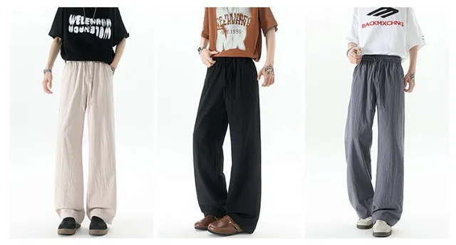 Men's Summer Linen-Cotton Loose Trousers (2m) Detail